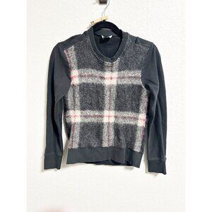 Sonia by Sonia Rykiel Plaid Wool Mohair Blend Sweater Mixed Media Black‎ Small